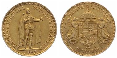 Preview: Ungarn 10 Korona 1907 KB - Stehender Kaiser